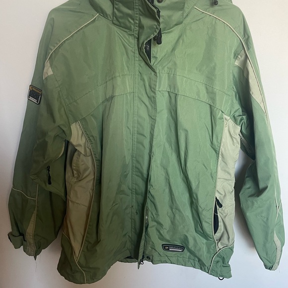 Wetskin Coat & Pant Set. Green waterproof lightweight and warm Womens Size Large - Picture 2 of 14